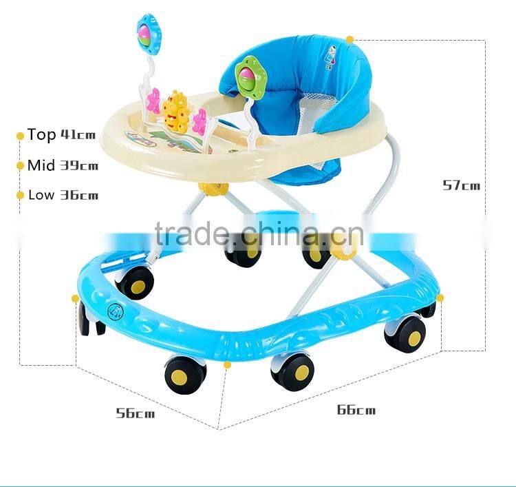 Hot selling lovely baby walker with light and music/Cheap 8 wheels baby walker