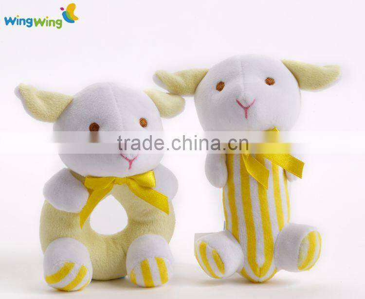Promotional wholesale soft animal plush rattle toy custom baby rattle