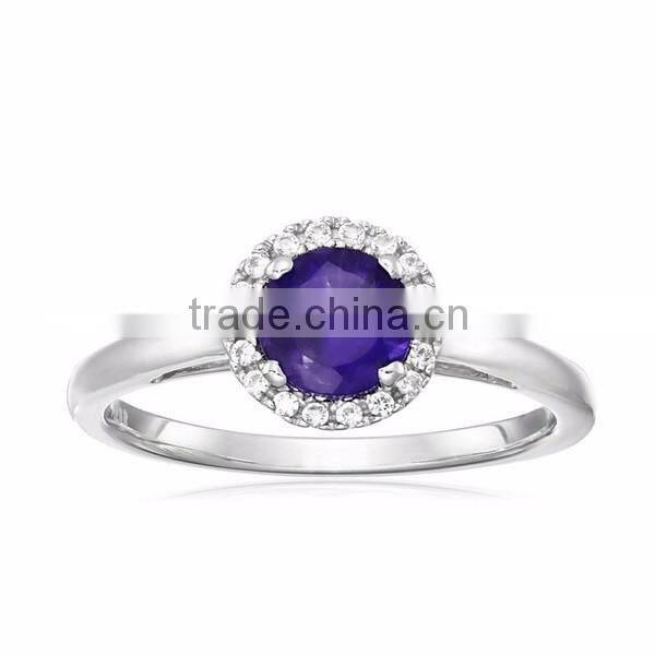925 Sterling Silver Round Amethyst Rings