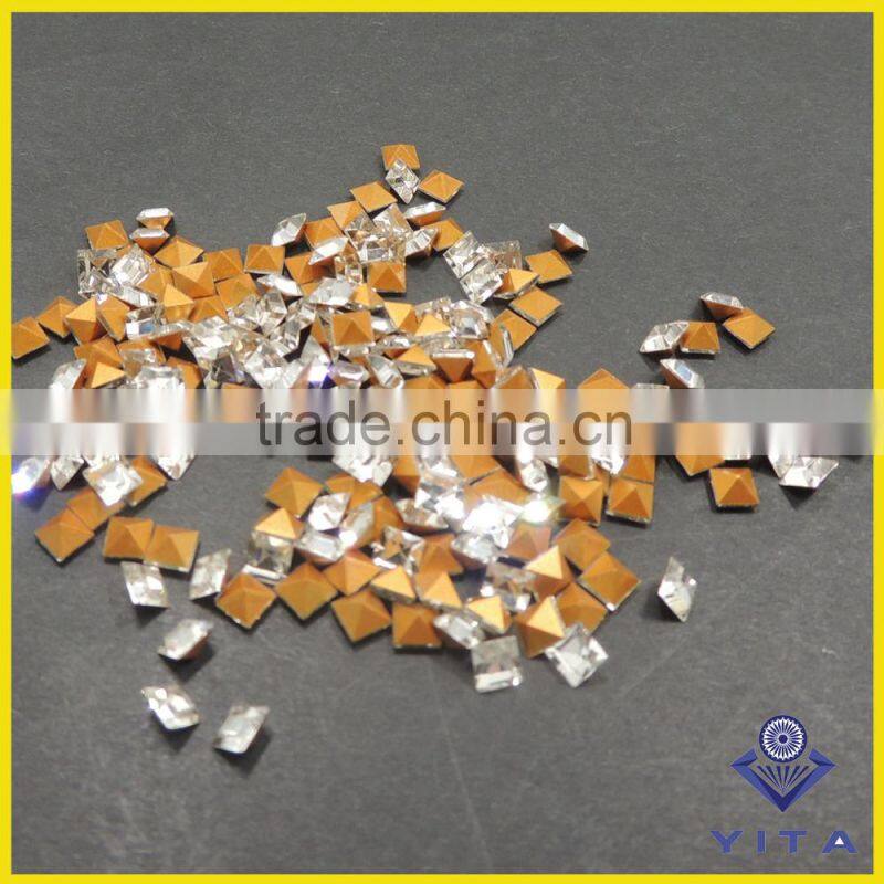 Square pointed back 4*4mm white glass crystal fancy stones for diy design decoration