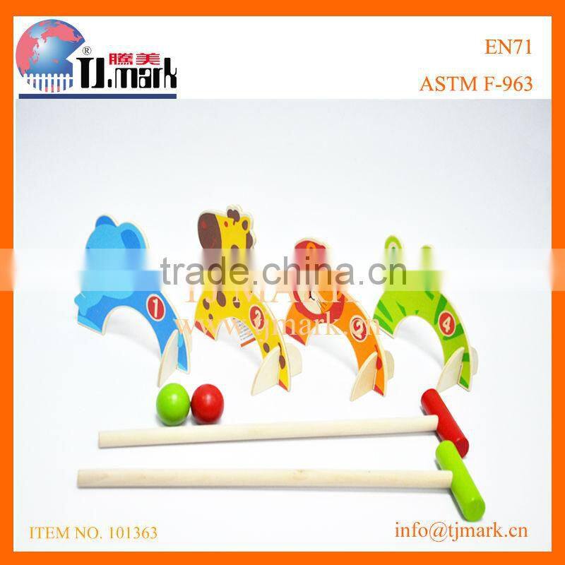 Indoor/outdoor kids sport wooden toy/2 player ring toss game/croquet set
