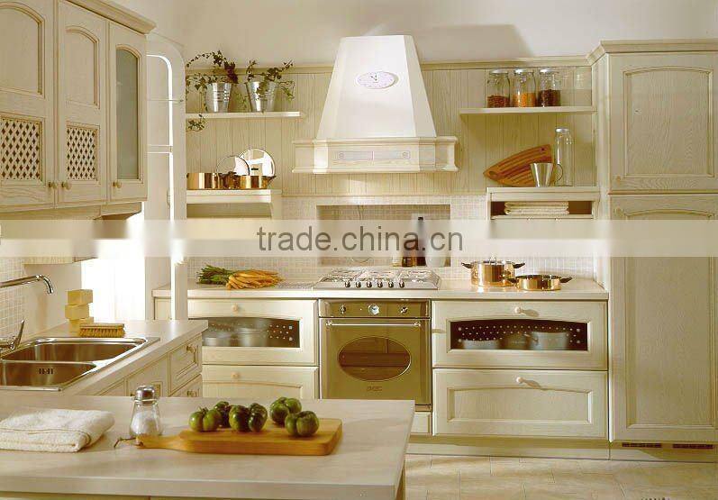 solid wood kitchen cabinet with arc shape design