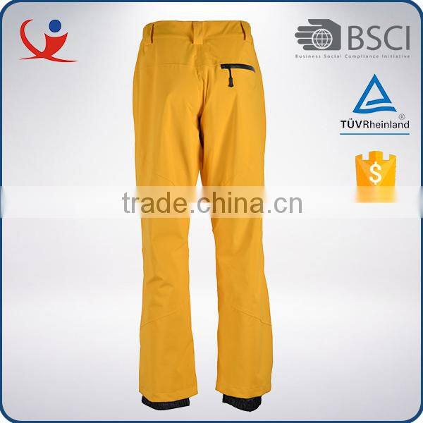 Yellow winter waterproof polyester nylon active outdoor ski pants men