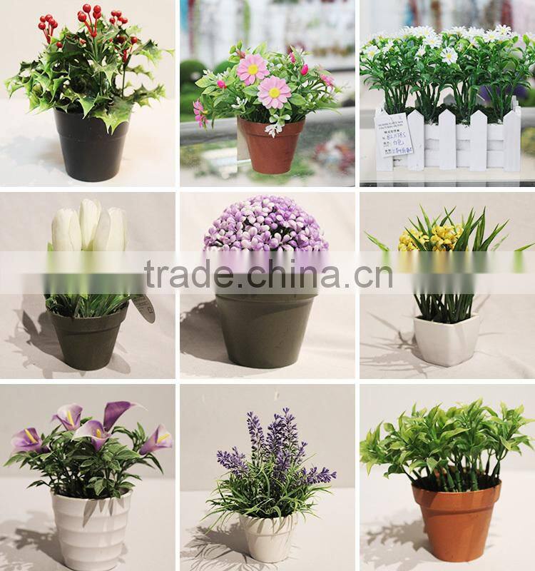 Cheap Fake Plastic Artificial Daisy Flower with Pot for Table Centerpiece