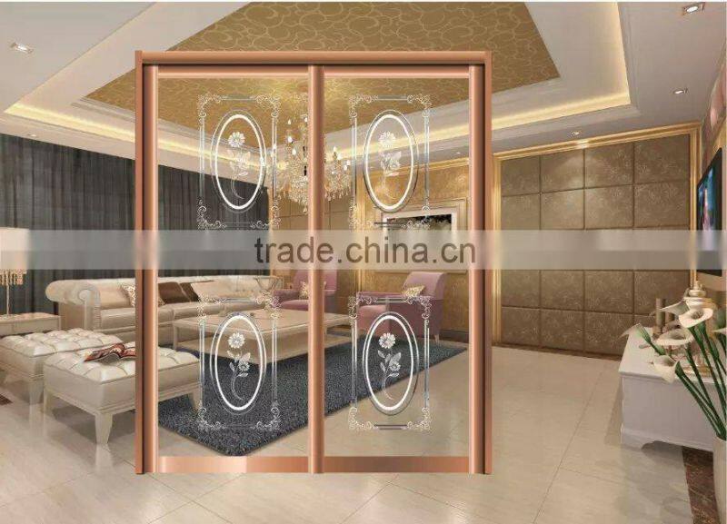 durable wooden frame glass carving for kitchen partition office partition
