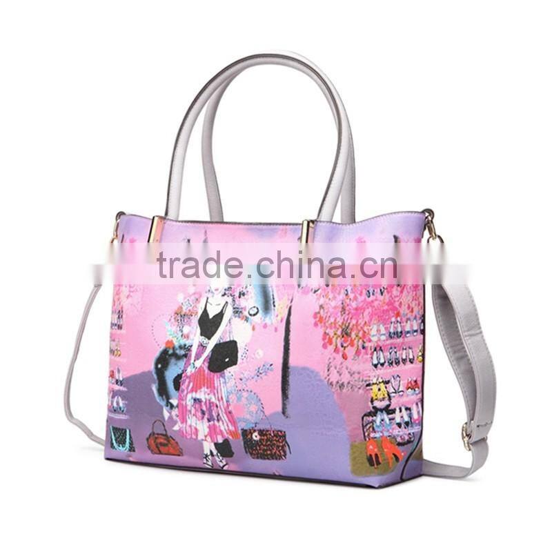 2016 newest design handbag nice lady handbag fashion PU handbag with wallet