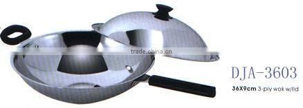 AH3602 32CM 34CM 36CM 38CM STAINLESS STEEL 201 CHINESE WOK SET