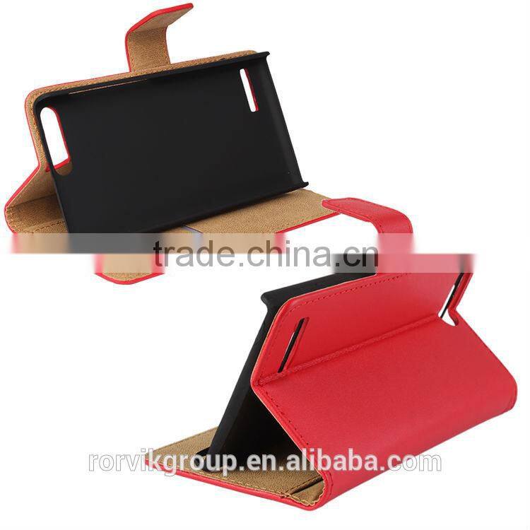 book style real cow leather mobile phone case for HUAWEI P7 mini