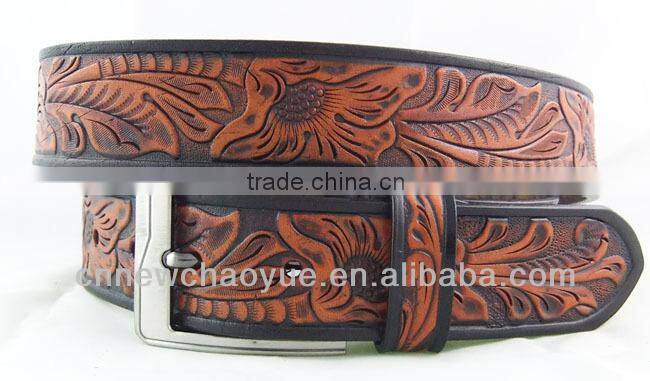 LONGHORN RODEO HAND TOOLED BROWN LEATHER WESTERN BELT Belt Wholesale With Various Colors and Factory Prices