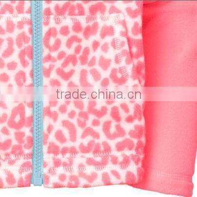 The lovely girls leopard hooded coat print with thick zipper fleece, children winter coat,fashion autumn/winter coat 2015