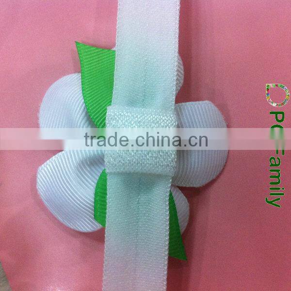 Pink Flower Fold Over Elastic Headband