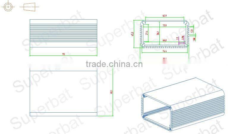 Anodized Aluminium Electrical Box for circuit board 45mmx80mmx110mm