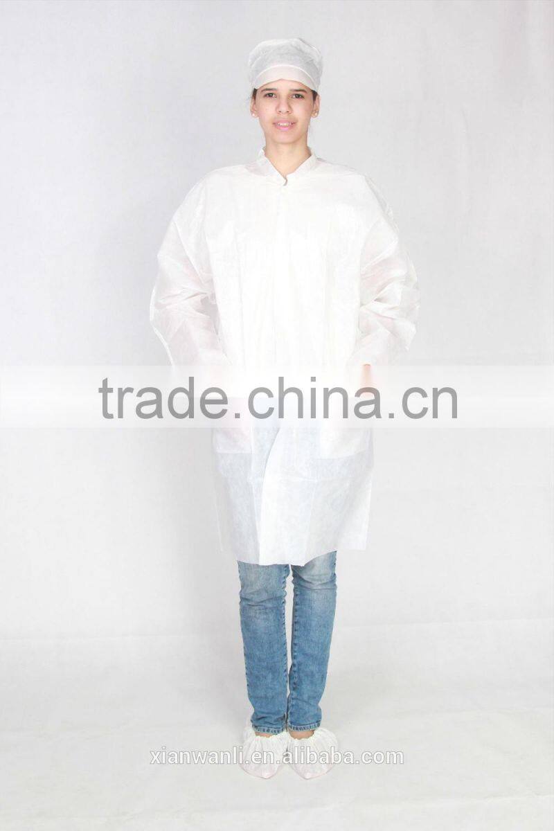 Non Woven White/Blue/Red/Green/Yellow disposable Lab Coat With Hook and Loop