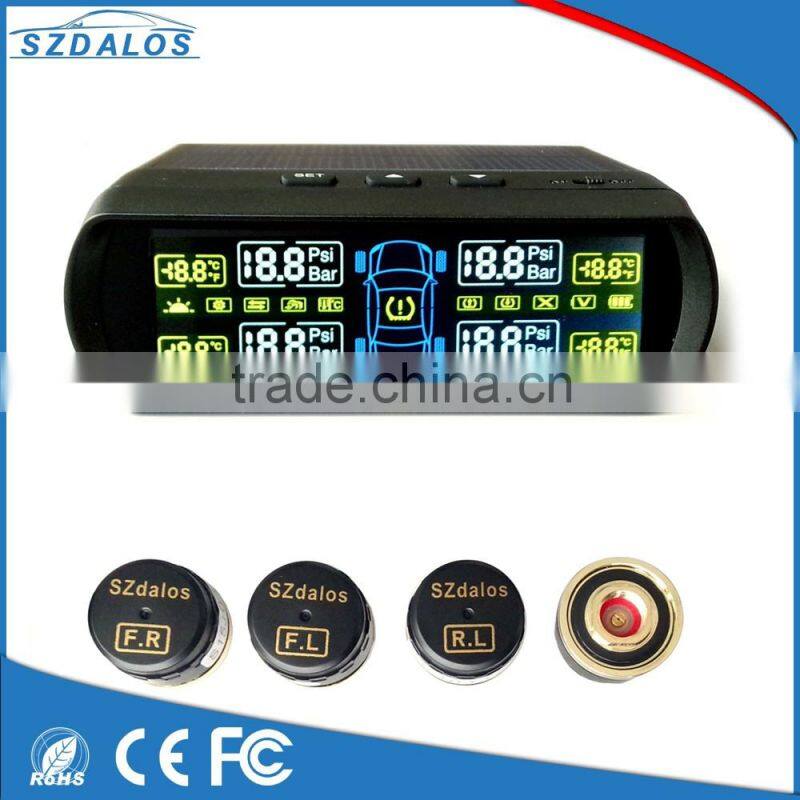 Solar TPMS easy for installation, Bar and Psi pressure unit optional with external sensor Auto Wireless Universal TPMS