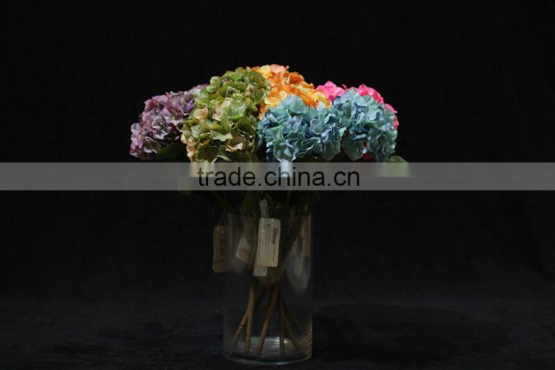 Single wholesale silk flower hydrangea for decoration with 30 forks