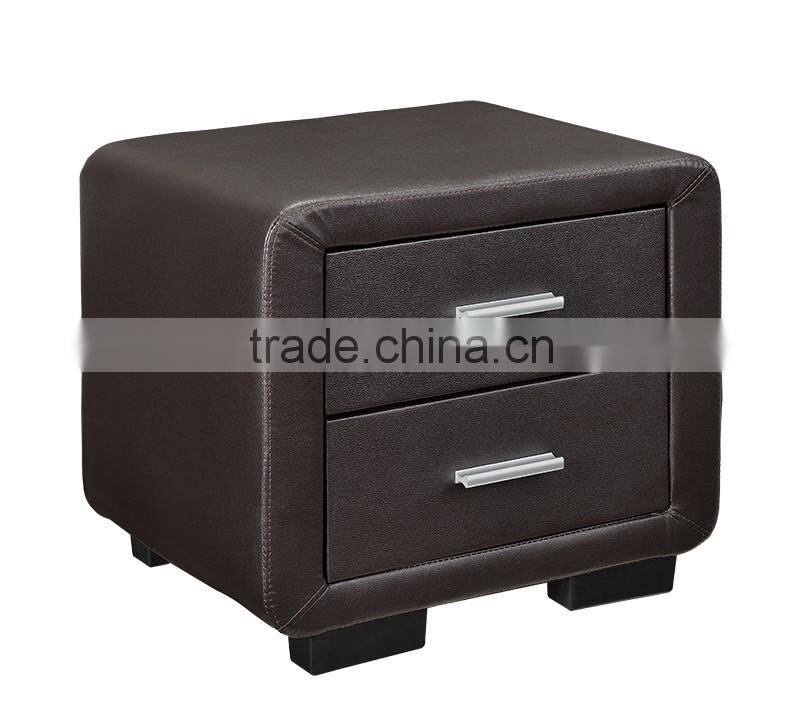 Italian design faux leather PU bedeside table or night stand with two drawers
