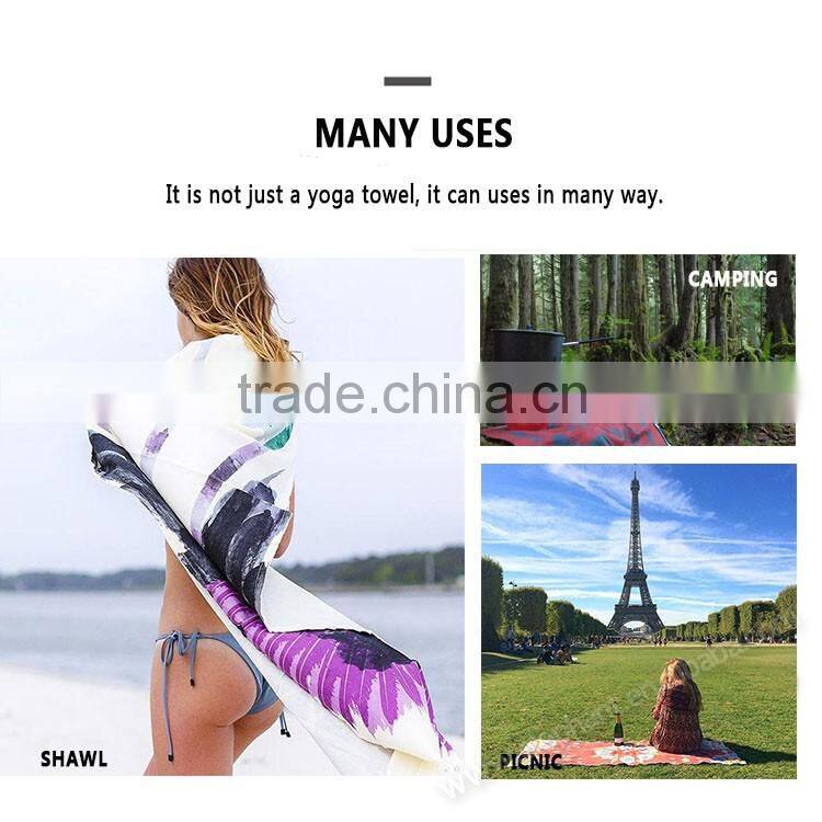 Made in recycled material printing fast drying microfiber antimicrobial yoga towel