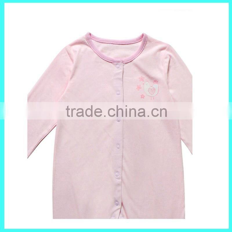 Wholesale infant pink cute & soft long sleeve solid colour baby romper