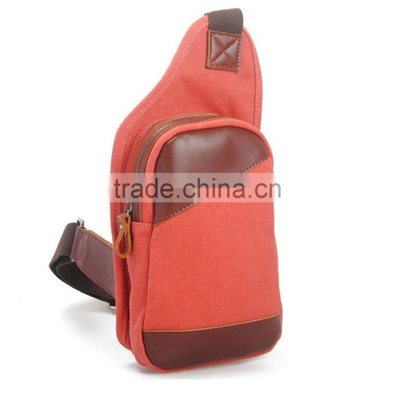 Customized men casual cross body sling canvas chest shoulder bag in china