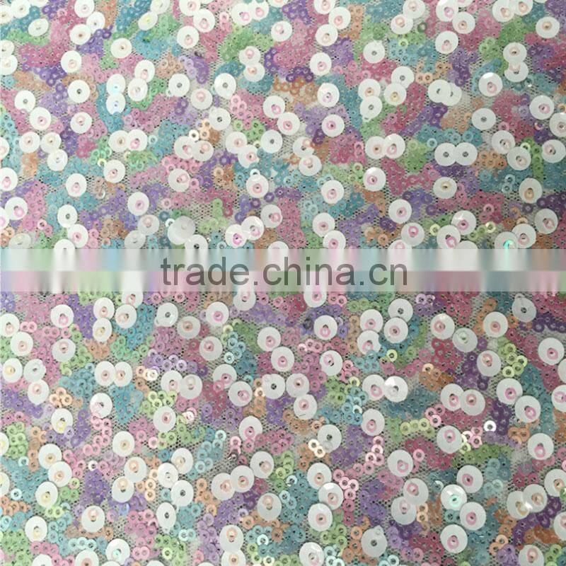 3mm 5mm colorful sequins embroidery fabric