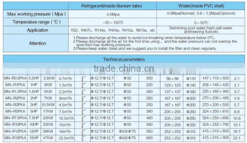 WN-R3P titanium condenser heat exchanger
