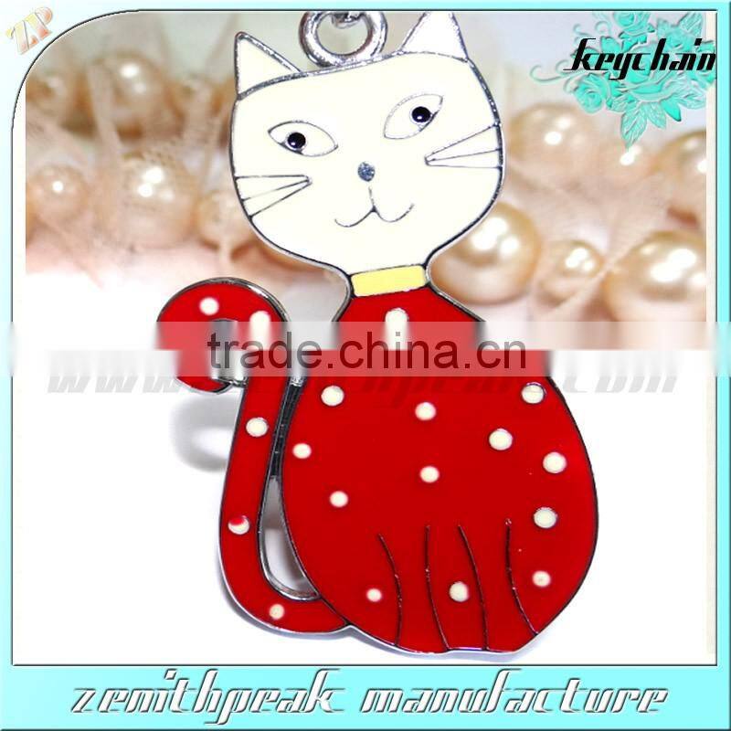 Good quality hard enamel cat keychain custom metal