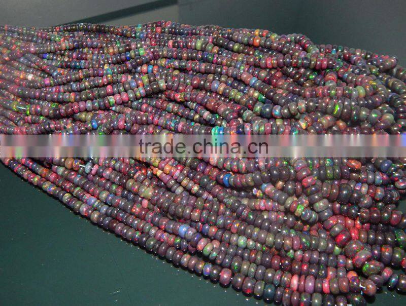 ethiopian black opal roundel beads