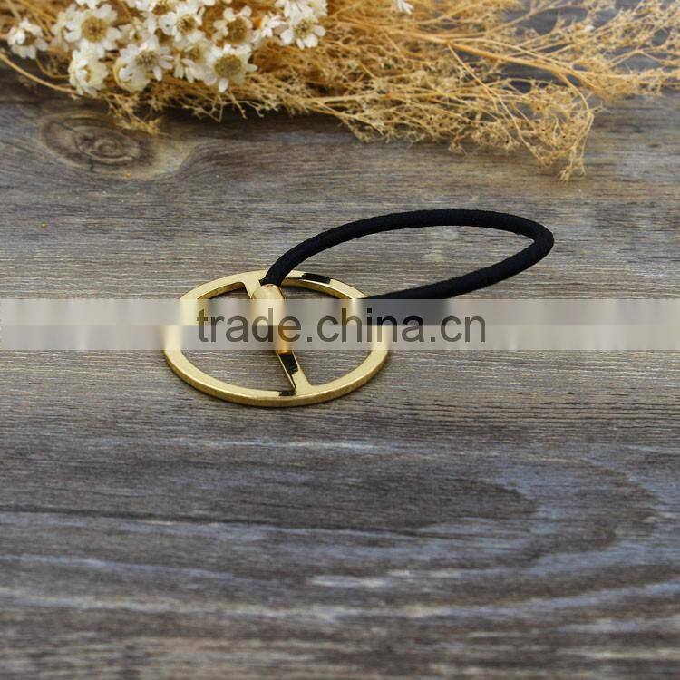 A-1135 Gold Plated Hair Black Bands Jewelry Hollow Circle Half Stick Pendant Head Bands For Women