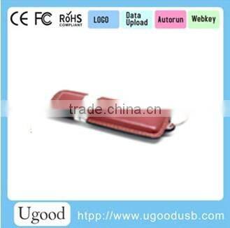 High quality bulk cheap gadget Leather USB flash drive, Stock Product full capacity USB Stick, Leather portable Flash memory