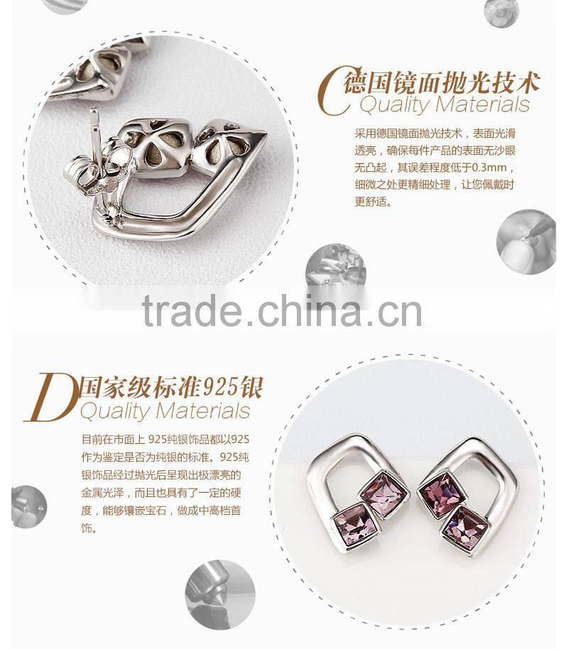 2014 925 thailand silver earring made with Crystal Y20176