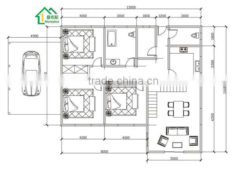 Luxuriously decorated single storey villas with parking lots