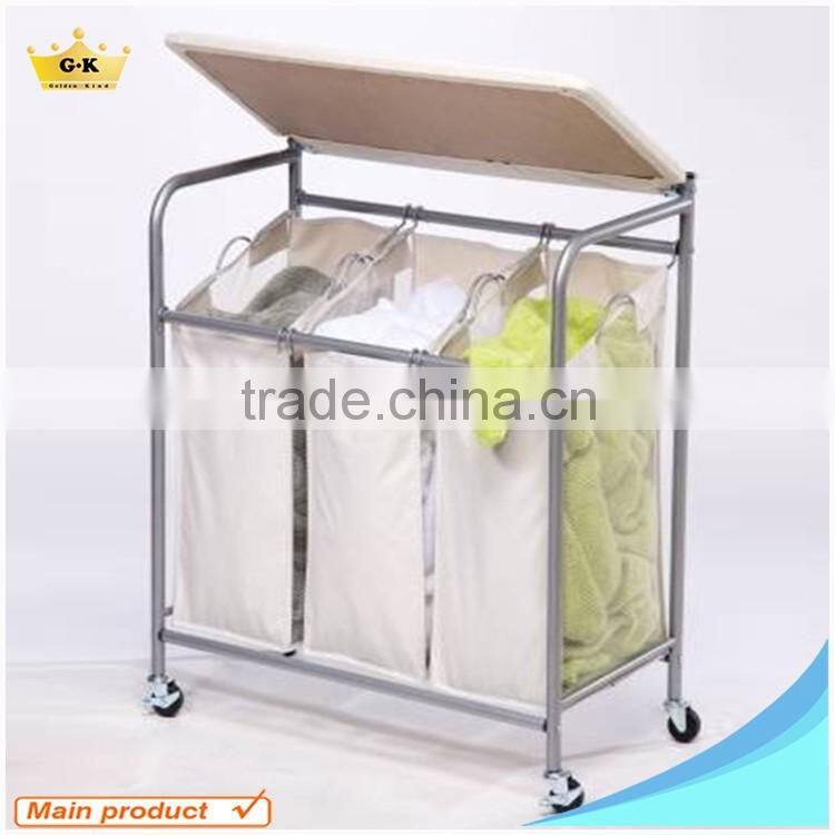Laundry Clothes Bag Hotel Sorter Hamper Storage laundry cart with wheels made in china