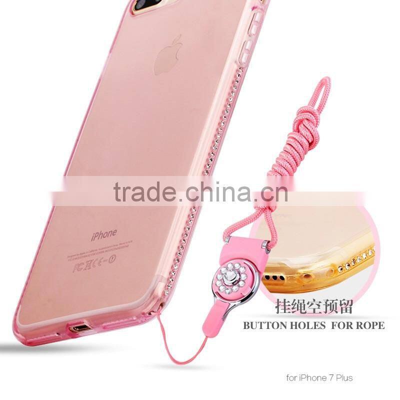 Ultra Thin Clear TPU Diamond Case For iPhone 7, for iPhone 7 Crystal Clear Rhinestones Case