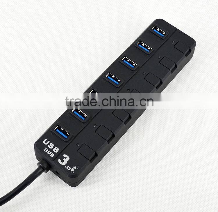 Ultra Hi-Speed 7 port usb 3.0 hub from usb por hub suppliers with individual switches and LED Lights for computer accessory