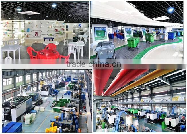 Round plastic restaurant table and chairs