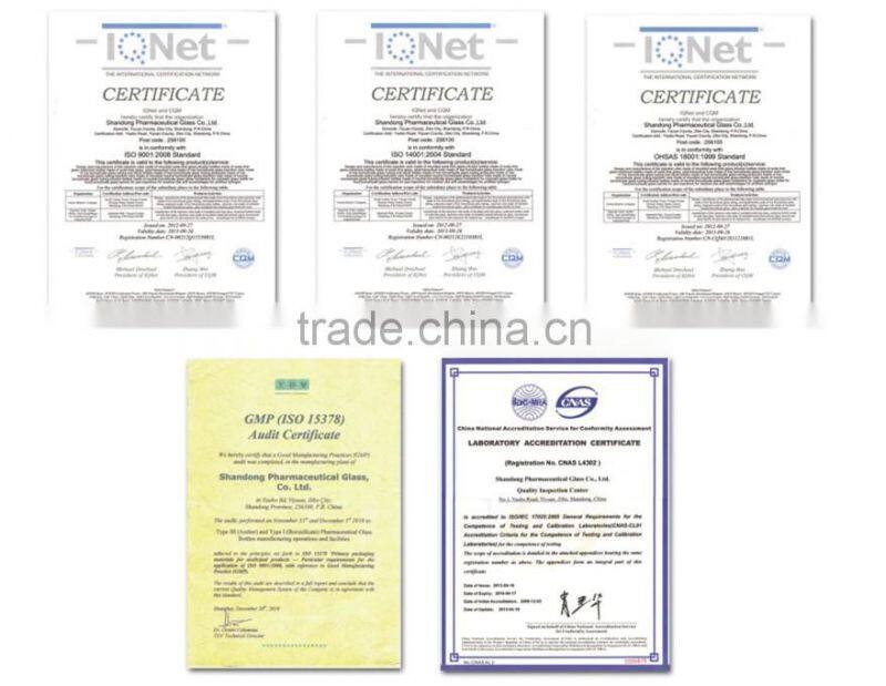 Type I ampules with amber and clear color