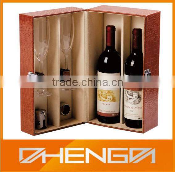 Best Sell factory customized 3 bottles leather wine packing box (ZDS-F380)