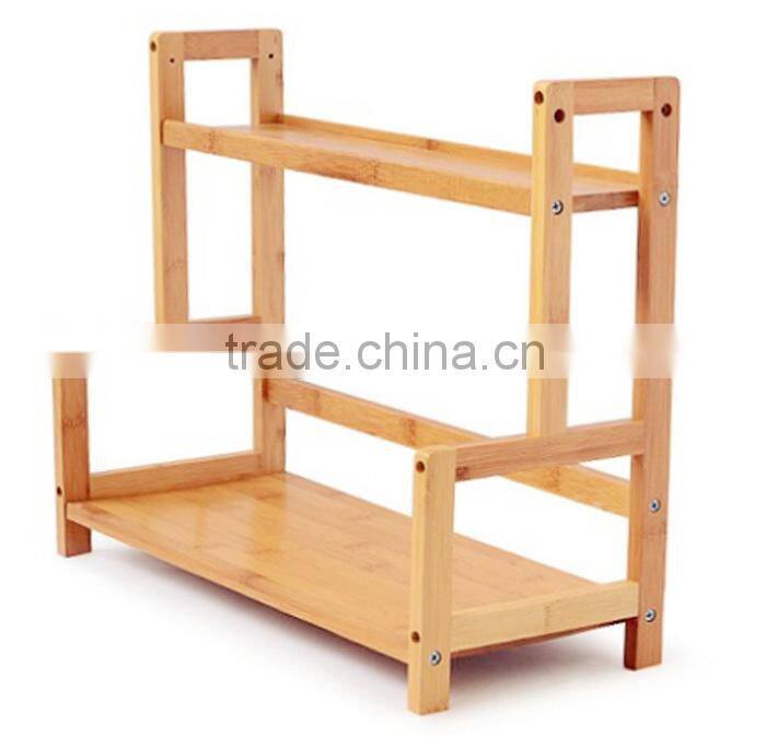 BH015 Two Layers Material Bamboo Kitchen Spice Rack Storage Rack