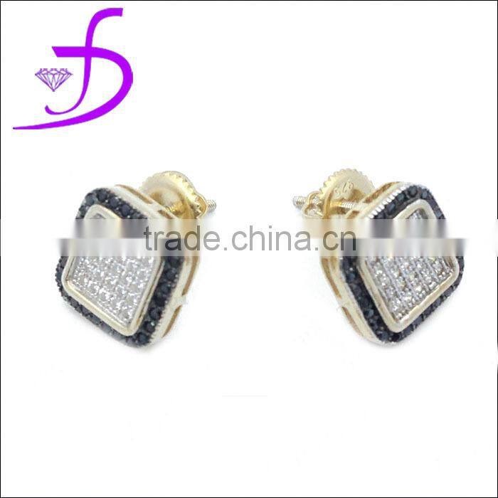 925 silver gold plated earring pave setting zircon stud earring wholesale