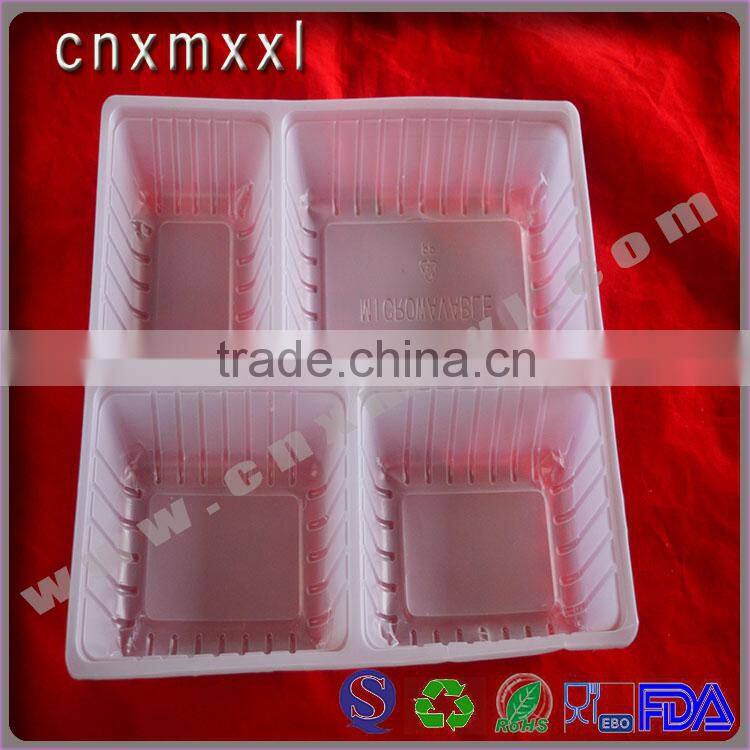 PP clean plastic snack tray for food with handle, disposable plastic disposable frozen