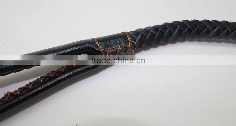 8-thong Round Fully Braided Genuine Leather Dog Leash