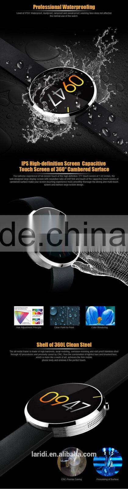 2015 New leather DM360 bluetooth smart watch for full hd 1080p porn sex video android and IOS support pedometer