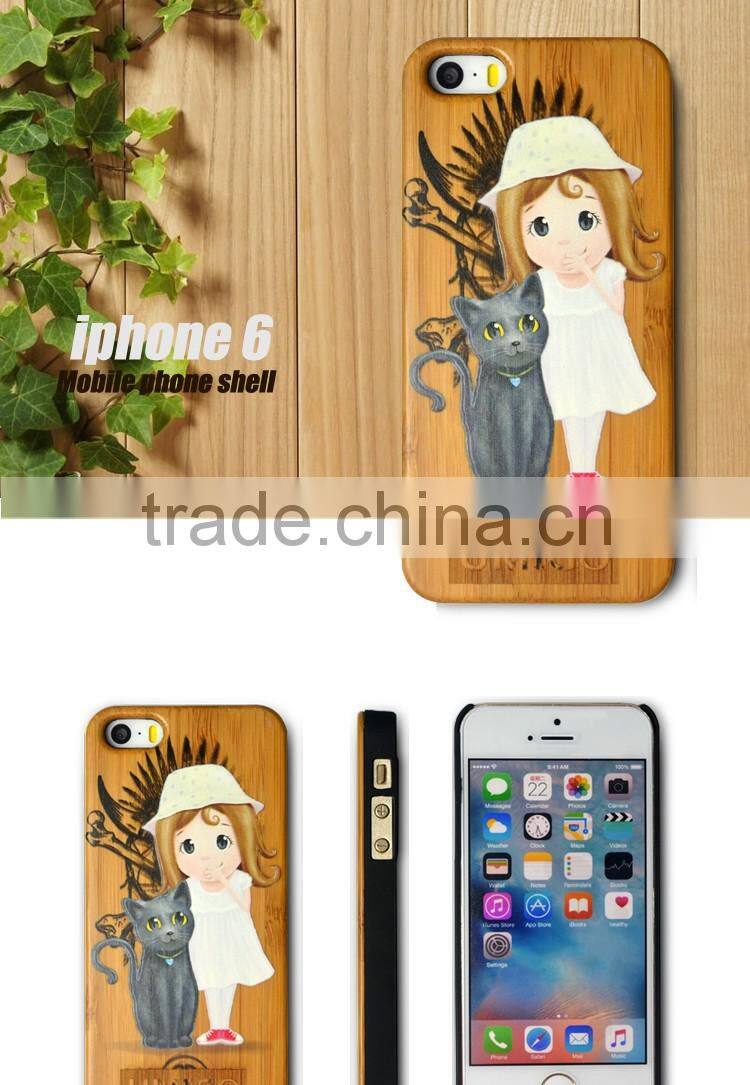 Luxury Hard Wooden With 3D Colored Drawing Protector Back Case Cover For iPhone 5S 6 6Plus