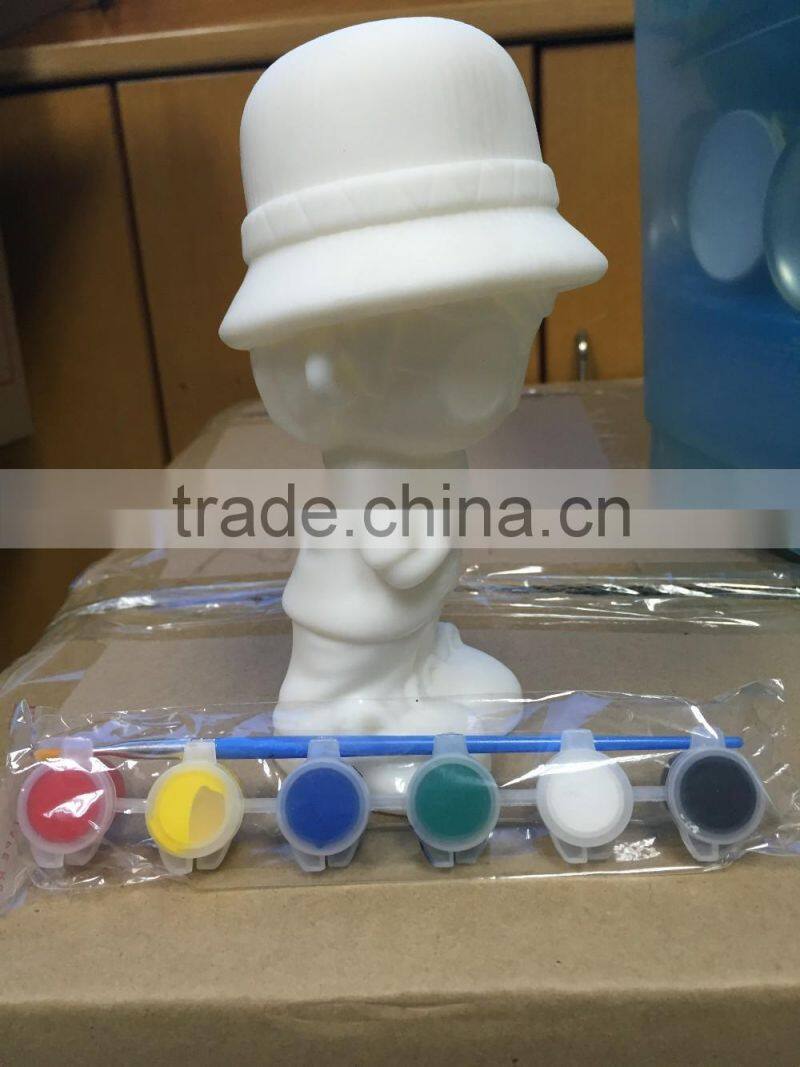 White Vinyl Toy, Kids Color Painting DIY Toys,Little Boy Figure Money Box