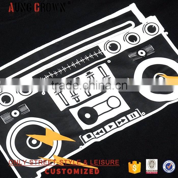 Short Sleeve Black Wholesale Printed T shirts With Custom Logo