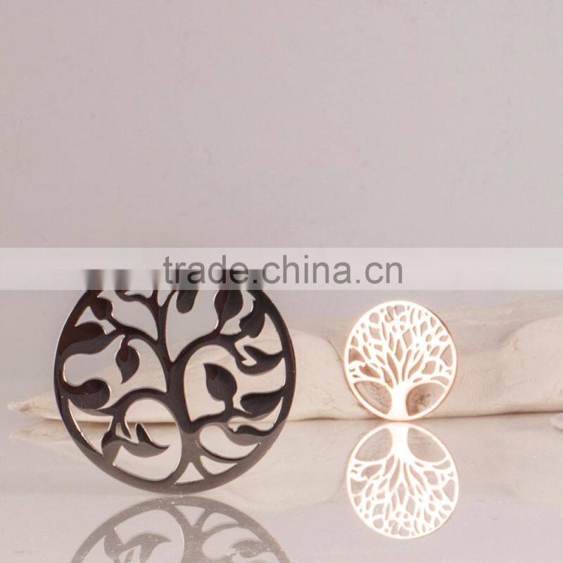 Beautiful stainless steel inlay zircon tree of life pendant
