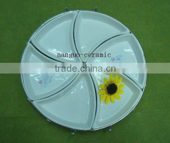 ceramic snack plate divided dishes compartment dish