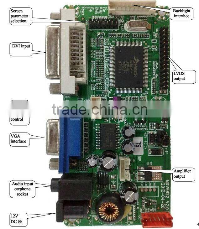 MDV6822 Main Board With DVI VGA And Audio Power Amplifier