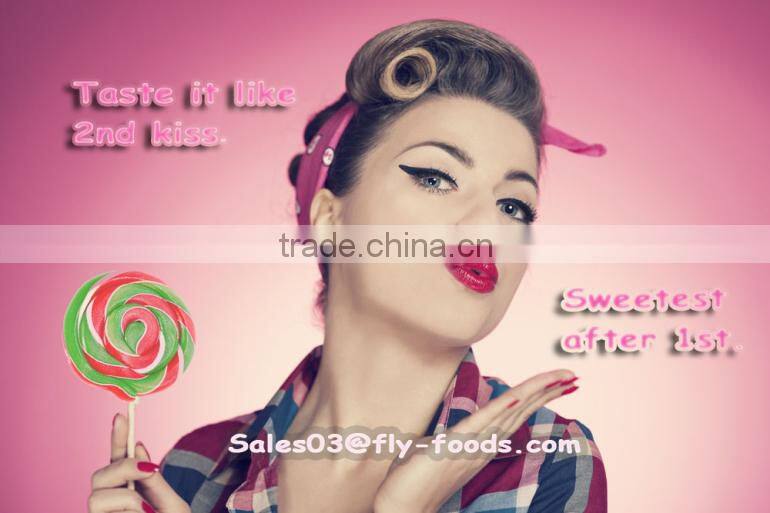 Christmas Decoration Candy , Colorful Swirl Flat Lollipops