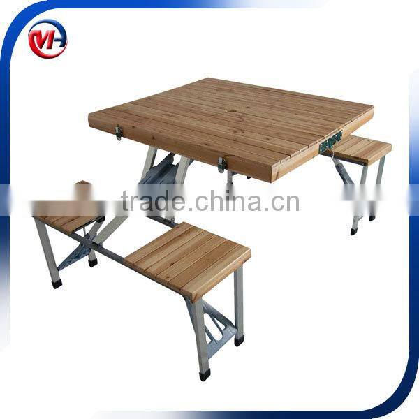 Outdoor wood table folding camping With Chairs Set